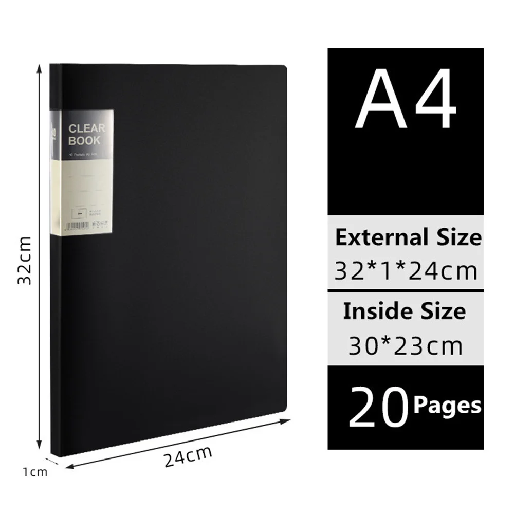 A4 File Folder Display Book 20/30/40/60 Pages Transparent Insert Paper Document Organizer Bag Office School Supplies Stationery - Image 5