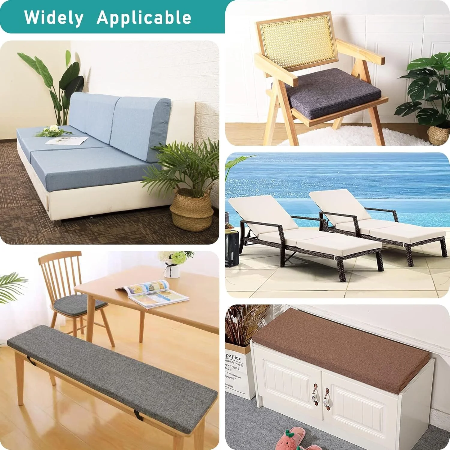 Custom Size Bench Cushions Indoor Personalized Size Seat Thick Cushions Soft Foam Furniture Cushions Long Chair Seat Pad Cushion - Image 4