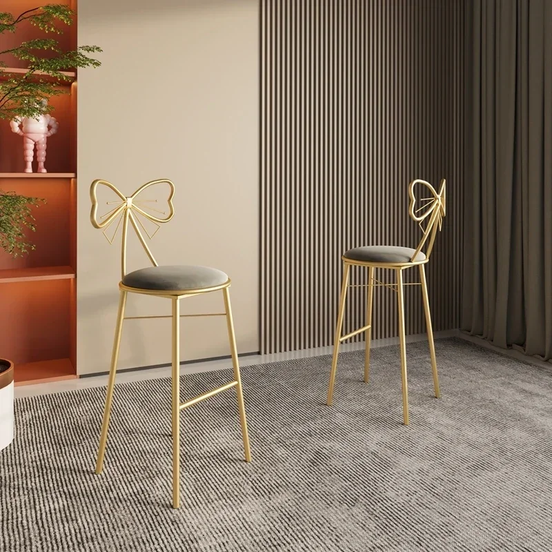 European Gold Bar Stool Luxury Metal Faux Leather Modern High Bar Chairs White Living Room Taburetes De Bar Home Furniture - Image 4