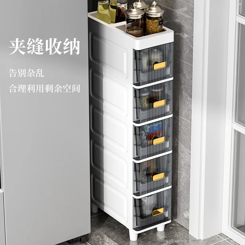 Bathroom Crack Cabinet Storage Shelf Narrow Slit Storage Cabinet Toilet Storage Cabinet Floor Organizer Home Organizer Drawer - Image 3