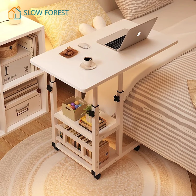 높이조절 사이드 이동식 테이블 Bedside Adjustable Table, Swivel Wheel Rolling Tray - Bedside Home Desk,Mobile Laptop Computer Standing Desk