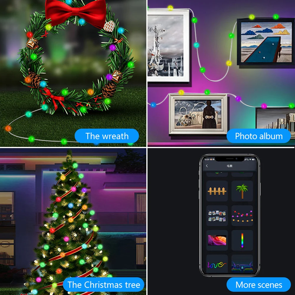 Color Changing Globe String Light 33ft Smart Fairy String Light with APP Control Twinkle Light for Outdoor Party Christmas Decor - Image 6