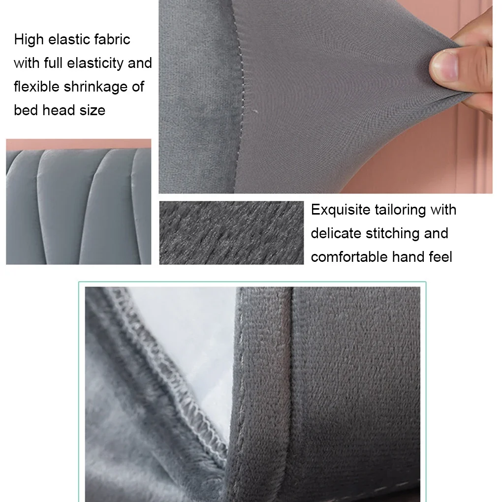And Headboard With All-Inclusive Headboard Protector Cover Premium Double Elastic Bed Head Cover - Image 5
