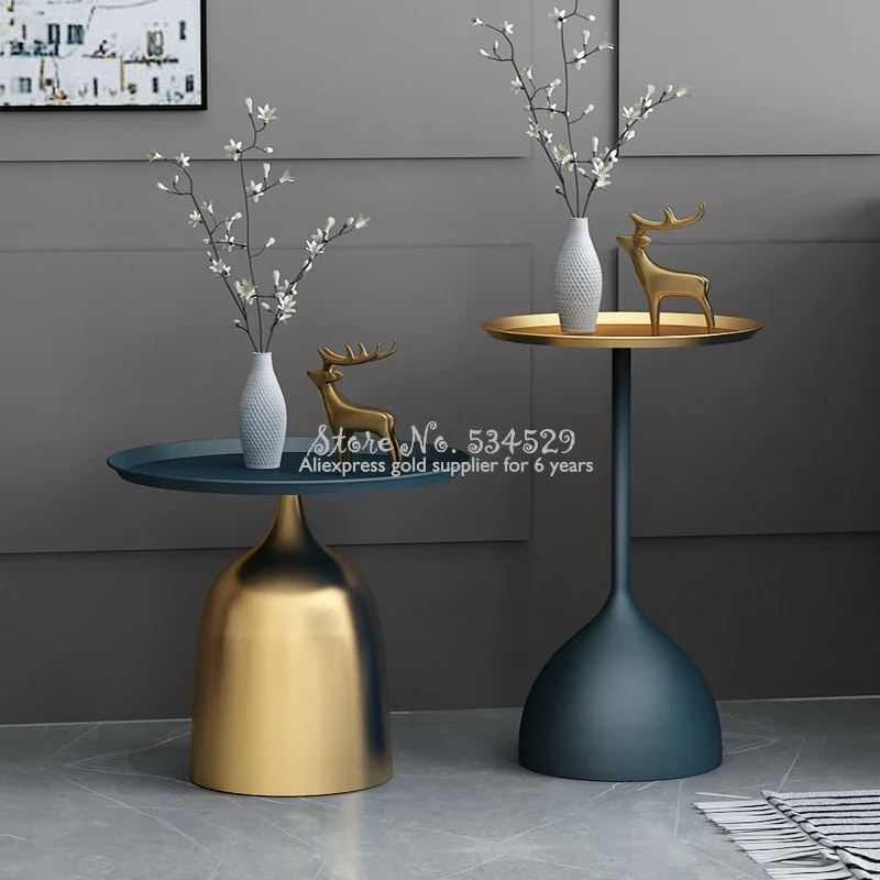 Solid Metal Tea Table Nordic Creative Marble Side Table Temperature Nano Paint Room Environ Accent Table Artistic Side Stand - Image 4