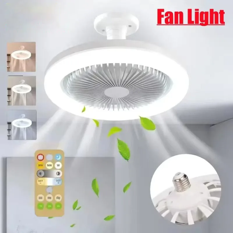 Smart 3-in-1 Ceiling Fan with Remote Control Lighting Lamp E27 Converter Base 85-265V Lighting Base for Bedroom and Living Room