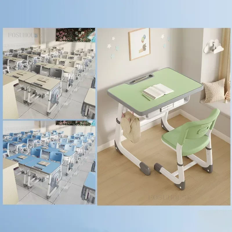 Wooden Kid's Study Table Primary School Student's Liftable Desk Children Furniture Household Writing Table and Chair Set - Image 5