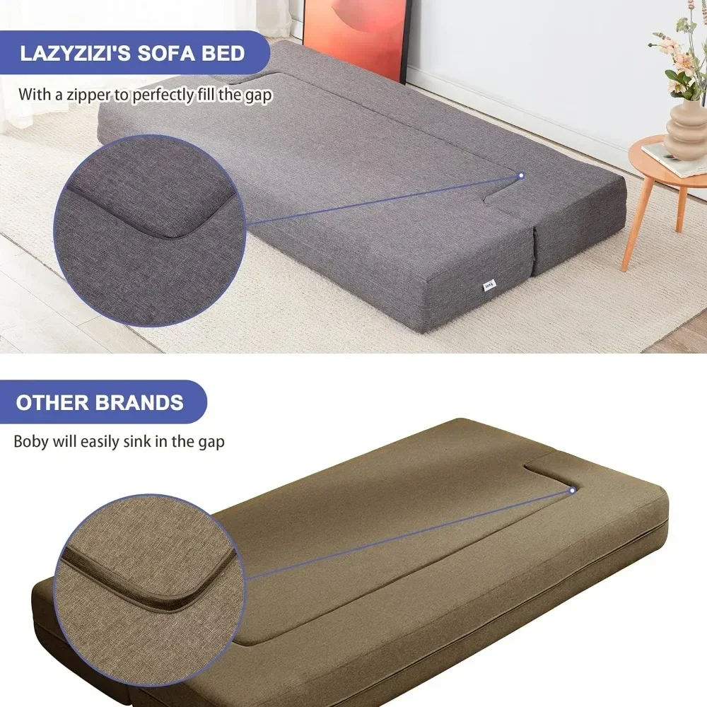 , Fold Out Couch Bed with 2 Pillows & Washable Cover Convertible Sleeper Folding Sofa Bed Mattress Queen - Image 4