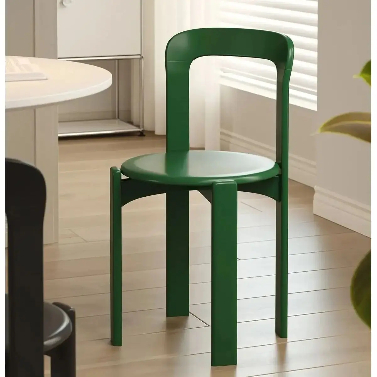 Nordic Rey Beech Solid Wood Dining Chairs Living Room Chairs Stackable Vintage Curved Backrest Swiss Chair Home Furniture