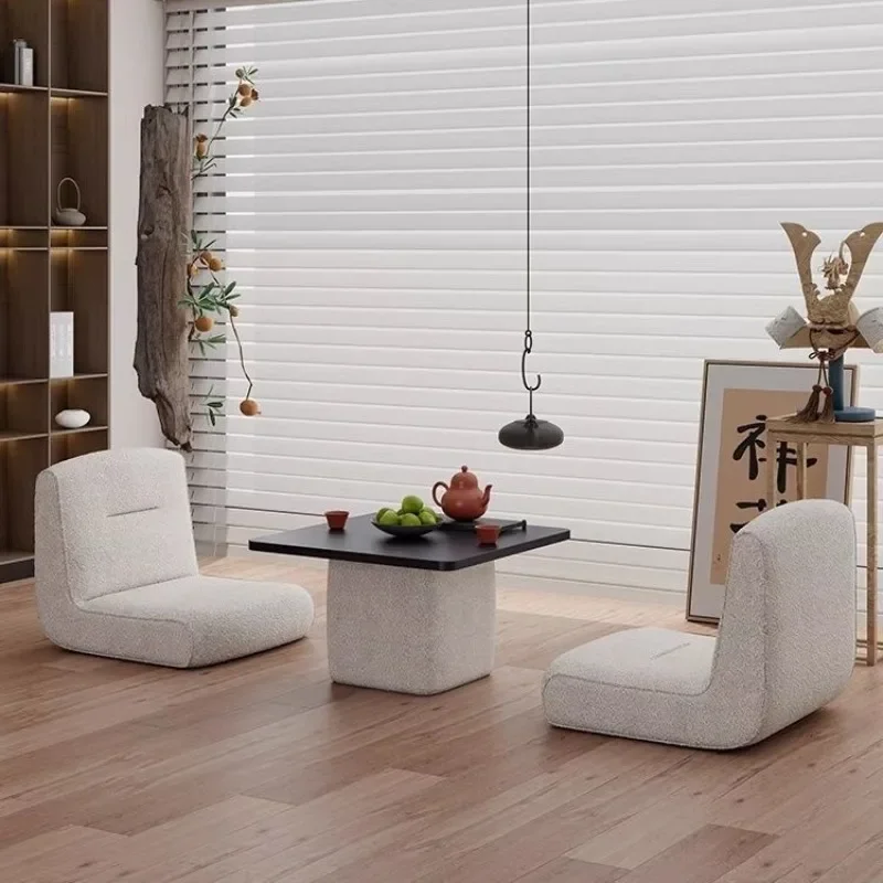 Square mountain view bay window chair Tatami combination Teddy velvet Japanese simple design bedroom small coffee table