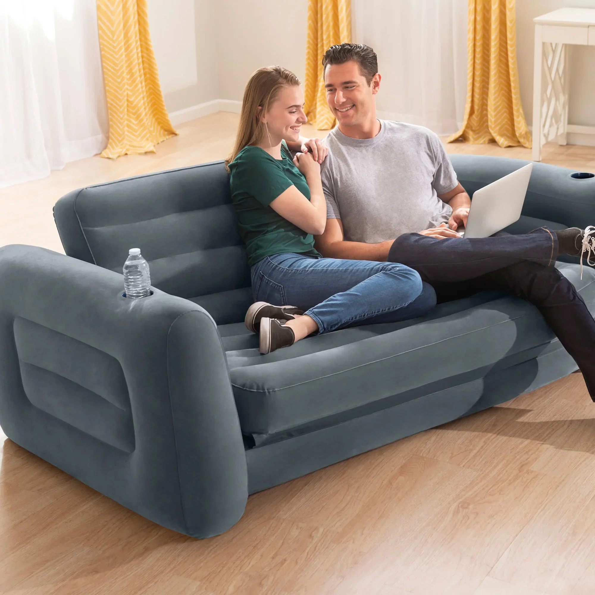 INTEX Double Folding Lazy Inflatable Sofa Bed for Two with Terrace Couch Sofas Garden and Outdoor Furniture Home Armchair Game - Image 4