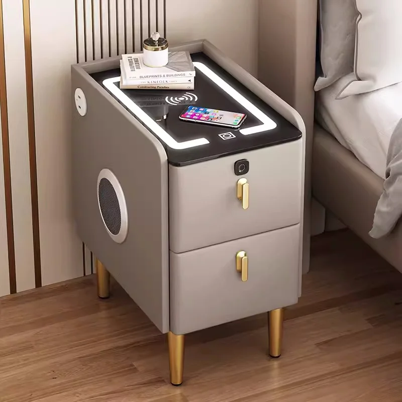 Smart Wooden Bedside Table with Wireless Charging Modern Style Multi-Function 2 Drawers Bedroom Nightstand End Table 30cm - Image 3