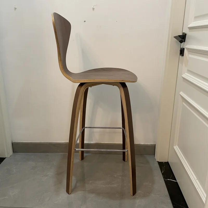 Modern Creative Barstools Sitting Height 65cm/68cm/74cm Wood High Foot Bar Stool Makeup Norman Chair Counter Height - Image 5