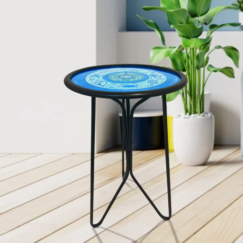 Outdoor Side Tables, 12" Weather Resistant Patio Accent Side Table, Indoor Small Round Home Decorative End Table