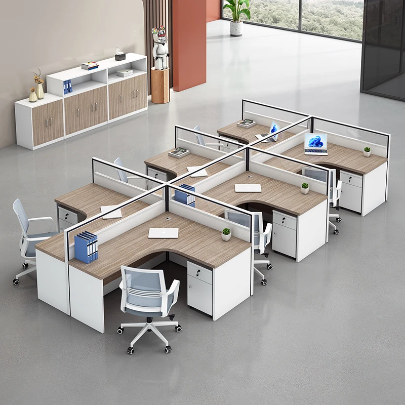 Staff office desk and chair combination 6-person simple modern office screen single 4-person computer workstation table - Image 3