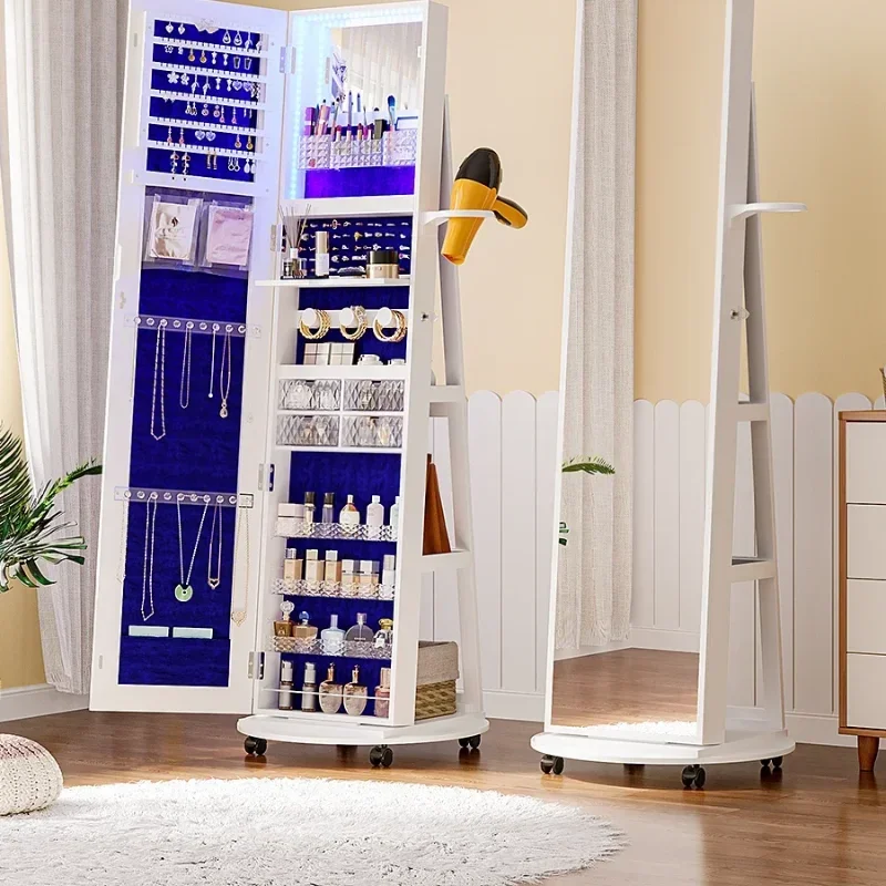 Yang Yuan Rotating Floor to Floor Mirror Storage Cabinet Dressing Fitting Makeup Cabinet Jewelry Cabinet 70