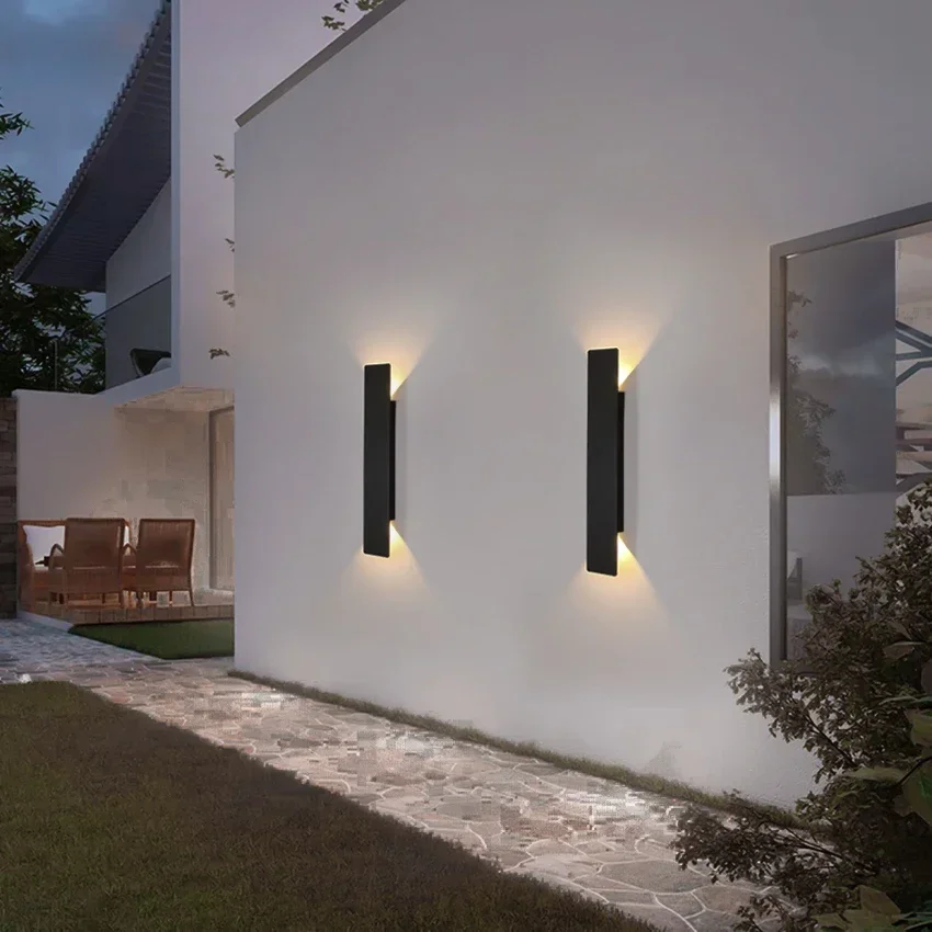 Outdoor Waterproof Wall Lamps Strip Aluminum Wall Lights 18W LED Black Wall Lamp Bedroom Exterior Outdoor Lighting Fixtures - Image 2