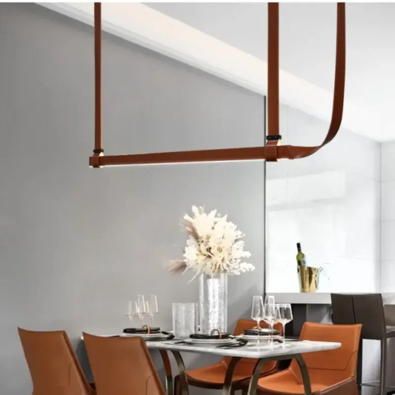 Nordic Leather Led Chandelier Dimming for Table Dining Kitchen Island Office Pendant Lamp Home Decor Lighting Lusters Fixture - Image 6
