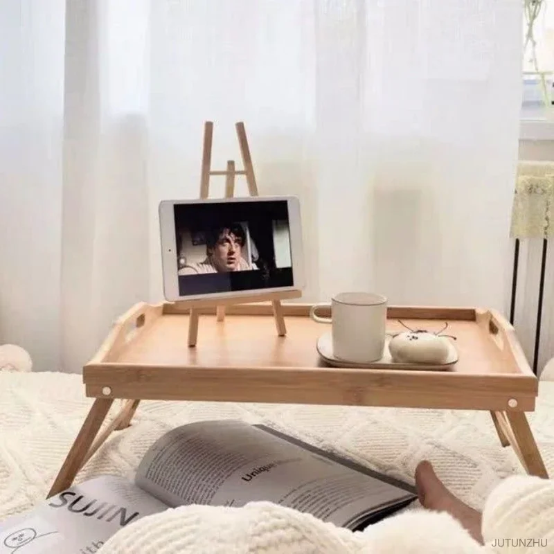 50x30x25cm Portable Natural Bamboo Bed Tray Breakfast Laptop Desk Reading Gaming Desk Folding Table Useful Simple Kitchen Tool - Image 2
