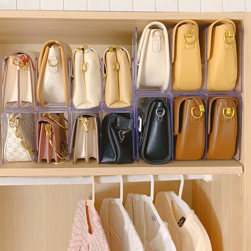 4 Grids Handbag Storage Racks Luxury Bags Purse Women Handbag Divider Organizer Transparent Acrylic Partition Display Cabinet - Image 3