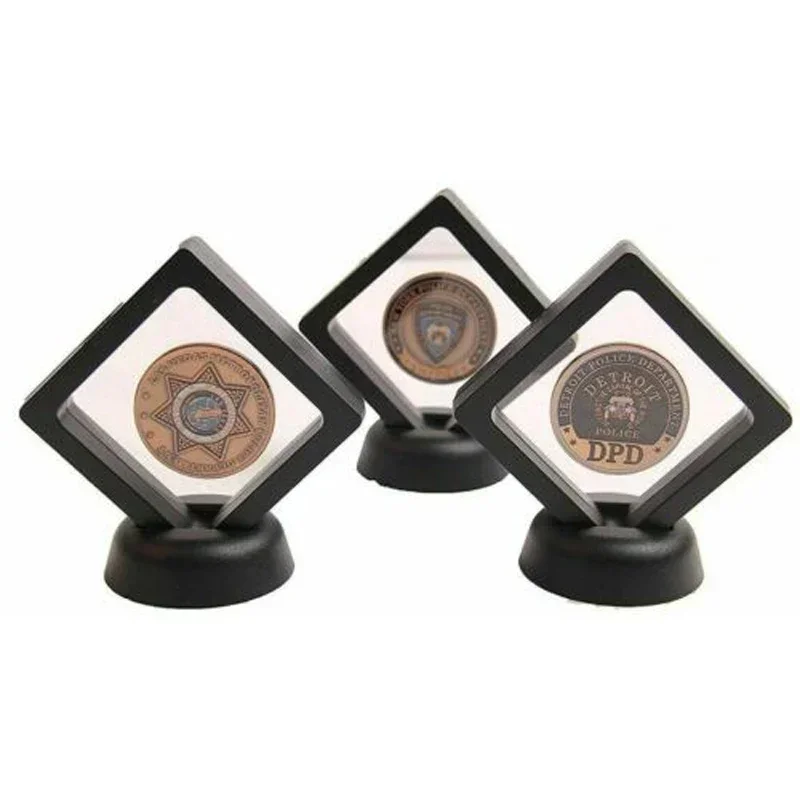 2Pcs Coin Display Stand 50*50mm Black Box Commemorative Coin Gift Decoration Multifunction Coin Showing Stand Holder - Image 3
