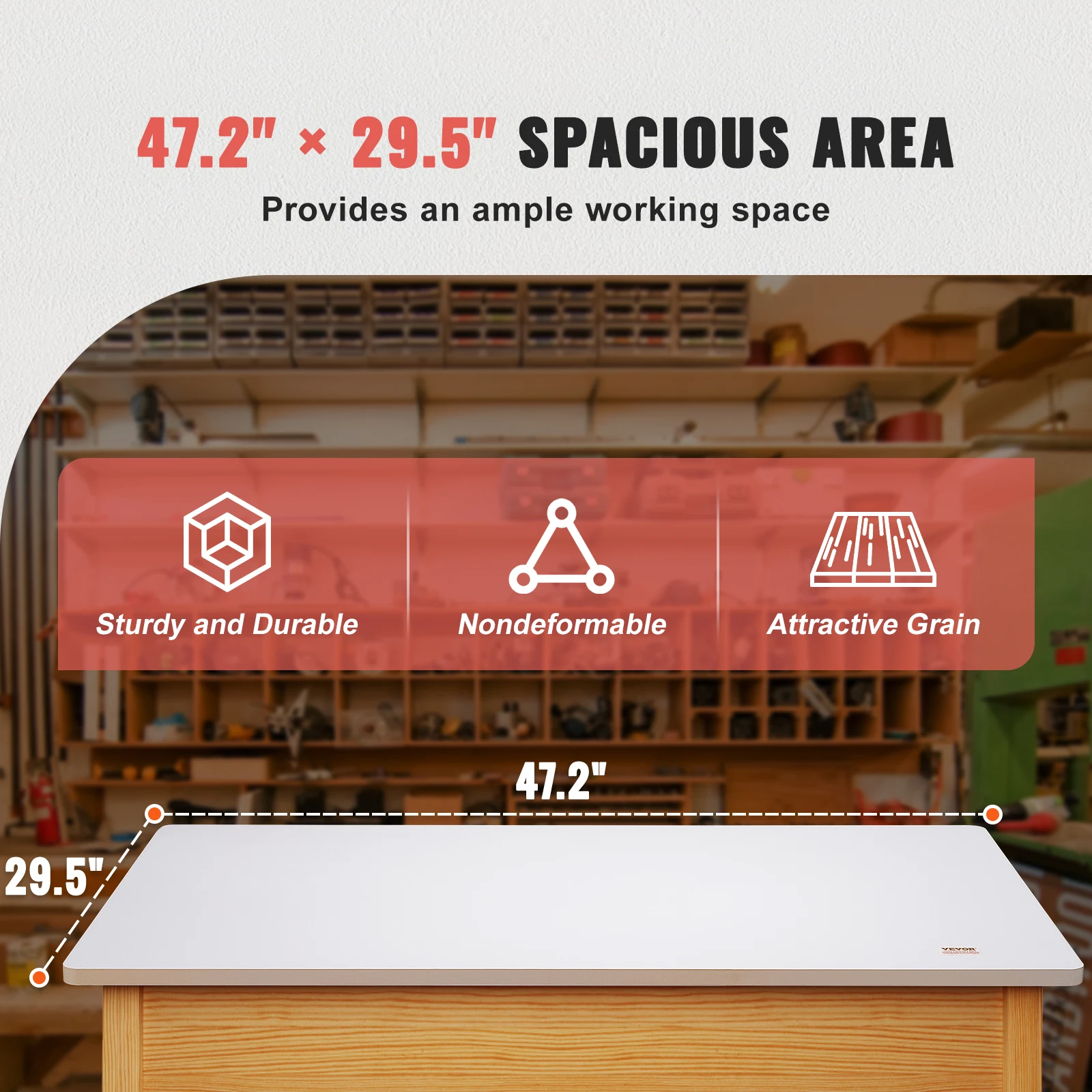 VEVOR Table Top 220.5 lbs Load Capacity Particle Board for Height Adjustable Electric Standing Desk Frame for Home and Office - Image 3