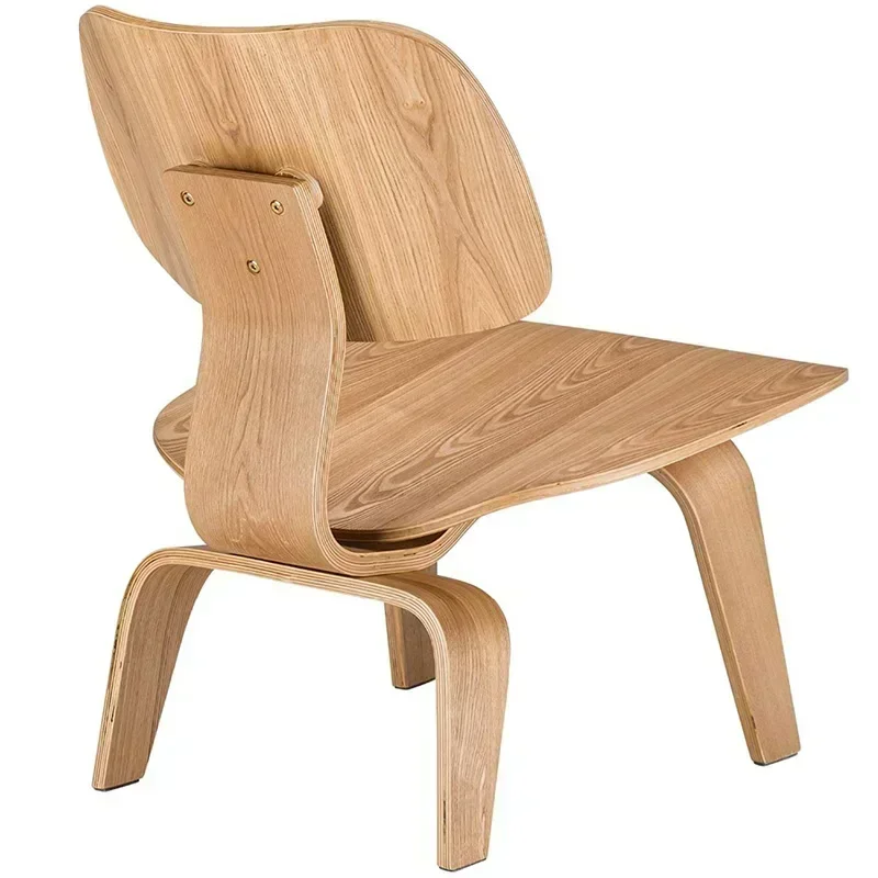 Molded Plywood Simple Leisure Chair Armchair Wood Legs Natural Living Room Century Wood Replica Accent Chairs Home Furniture - Image 4