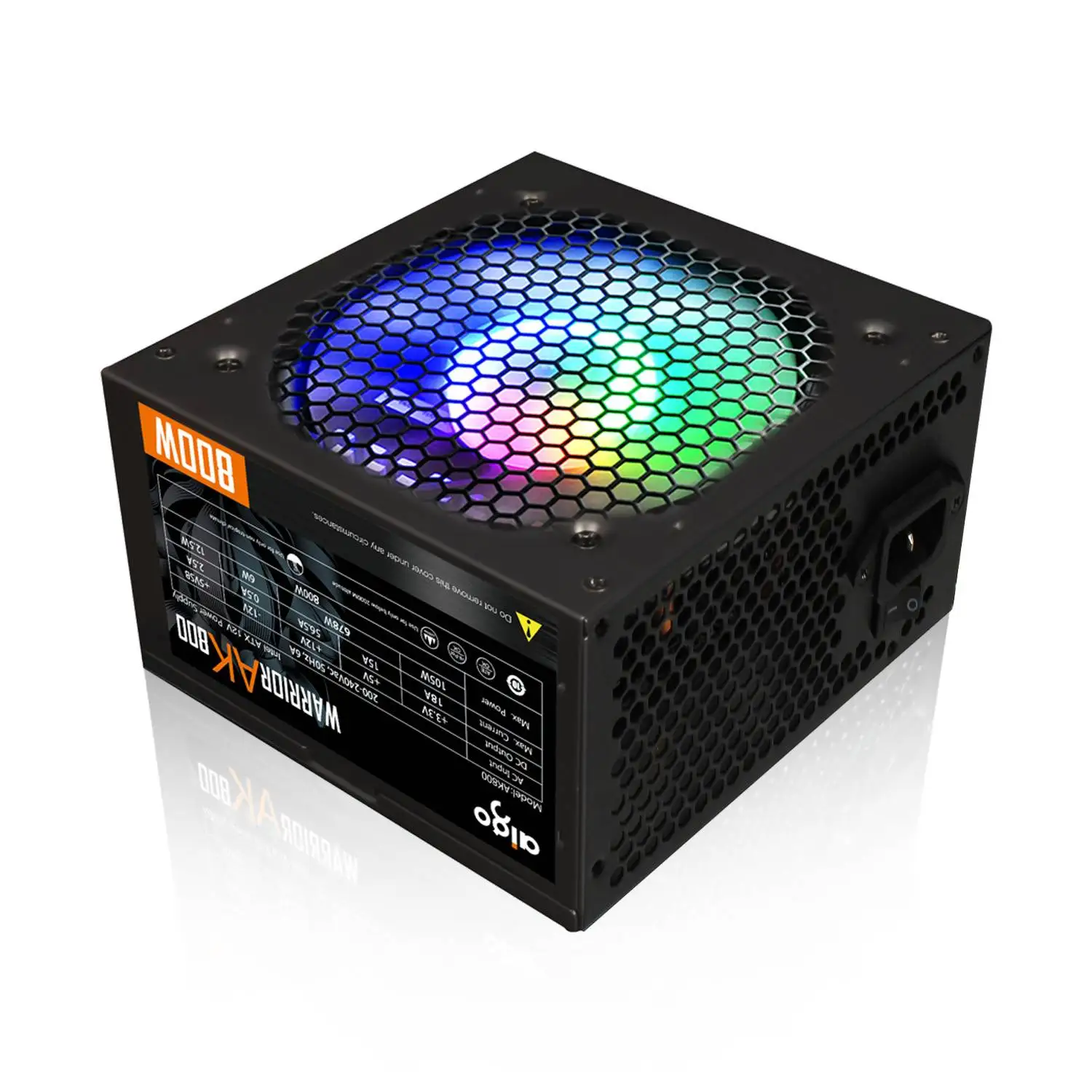Aigo AK PC PSU Power Supply Unit 500W 600W 700W 800W 1000W Gaming 120mm RGB Fan 220V ATX Desktop computer Power Supply for BTC - Image 5