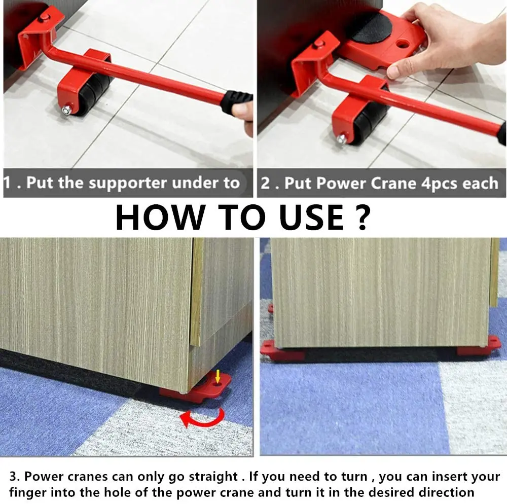 Heavy Duty Furniture Lifter Set Furniture Mover Tool Transport Lifter Heavy Stuffs Moving Wheel Roller Bar Hand Device Tools - Image 5