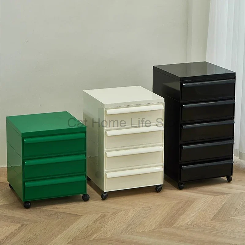 Plastic Low Nightstands Small Space Narrow Simple Aesthetic Center Bedside Table Minimalist Design Nachttisch Bedroom Furniture