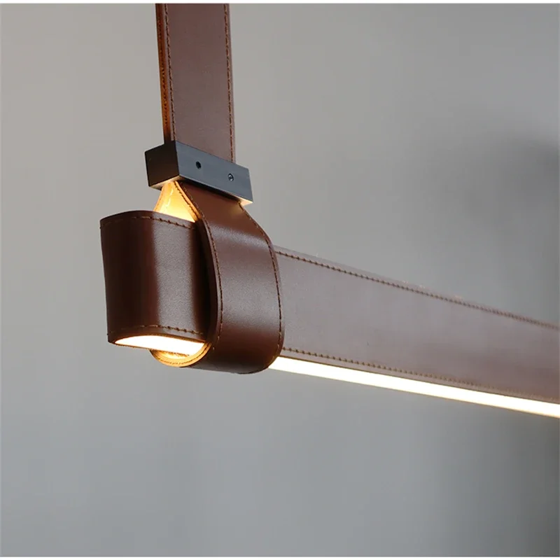 Nordic Leather Led Chandelier Dimming for Table Dining Kitchen Island Office Pendant Lamp Home Decor Lighting Lusters Fixture - Image 5