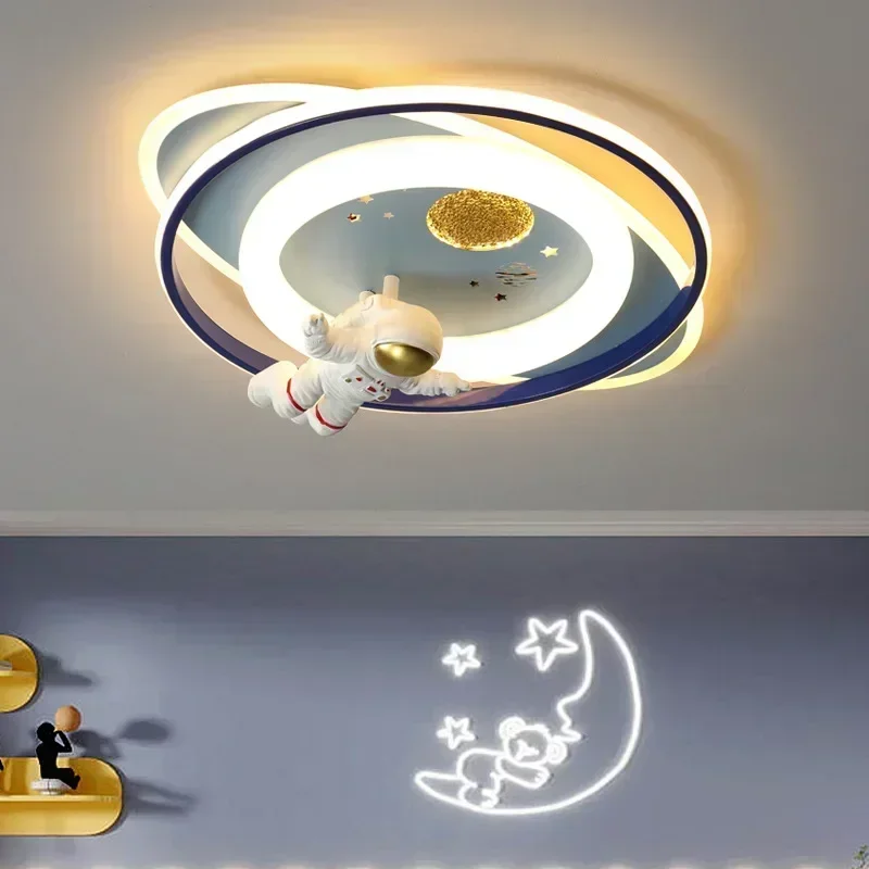 Astronaut Ceiling Lights Kids Room Boy Girl Bedroom Chandelier Princess Spaceman Rocket Rabbit Children's Lamps Home-appliance
