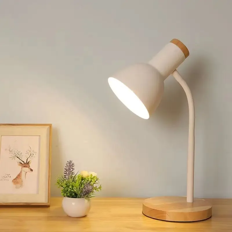 Creative Wooden Art Iron LED Folding Nordic Desk Lamp Eye Protection Reading Table Lamp Living Room Bedroom Home Decor - Image 5