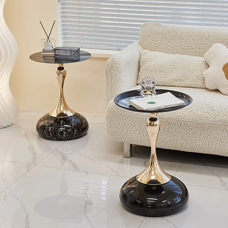 Coffee Tables Nordic Accent Metal Round Modern Side Set Living Room Furniture Luxury Marble - Image 6