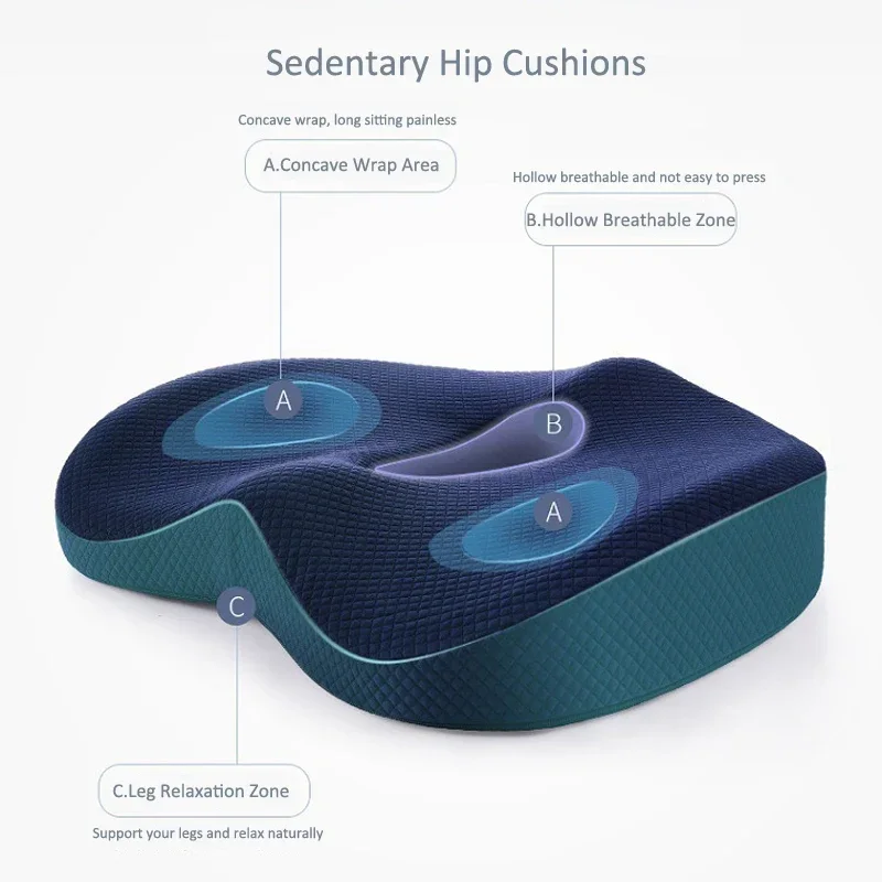 Memory Foam Seat Cushion Waist Back Support Pillow Set Orthopedic Ergonomic Coccyx Relief Hip Lumbar Pad for Office Chair Car - Image 4
