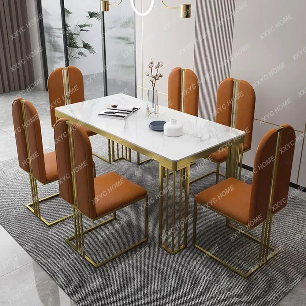 Kitchen Luxury Dining Room Table And Chair Set Large Minimalist Italian Accent Dining Tables Marble Mobilador Kitchen Furniture - Image 5