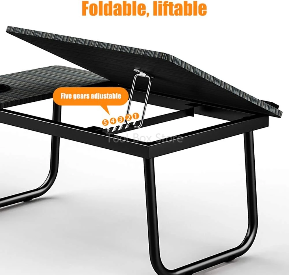 Portable Laptop Bed Table Folding Laptop Table with Cup Holder Student Dormitory Writing Desk Computer Desk Office Furniture - Image 3