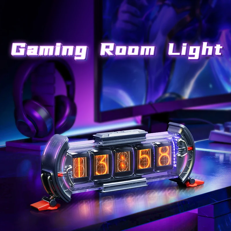 Times Gate Cyberpunk RGB Gaming Desk Accessories - IPS Monitor Pixel DIY for PC Game Setups Decor for Gaming Rooms Desks