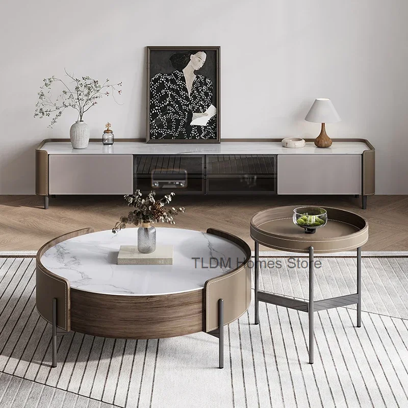 Dining Salon Luxury Coffee Table Desk Round Mid Century Modern Coffee Table Accent Set Mesa Auxiliar Salon Replica Furniture
