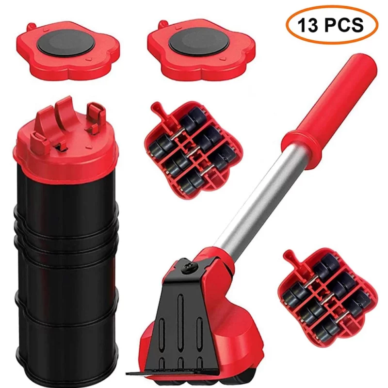 Heavy Duty Furniture Lifter Set Furniture Mover Tool Transport Lifter Heavy Stuffs Moving Wheel Roller Bar Hand Device Tools