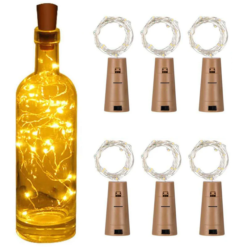 6pcs Wine Bottle Light With Cork LED String Lights Battery Powered Fairy Lights Garland Christmas Party Wedding Bar Decoration