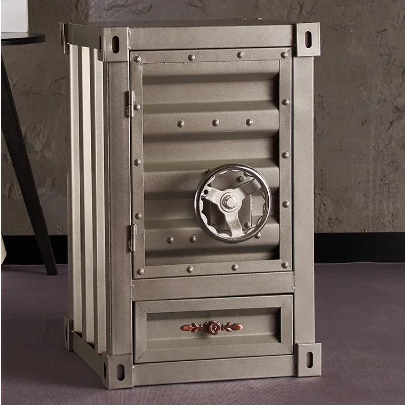 Industrial Bedside CabinetRetro Iron Art Storage Cabinet with Drawer Colorful Sheet Metal Nightstand for Bedroom and Living Room - Image 3