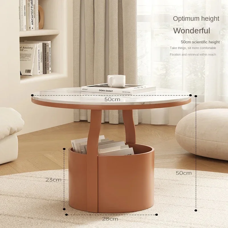 Simple Mini Sofa Side Table, Creative Round Coffee Table, Light Luxury Corner Table for Home Compact Accent Table, Coffee - Image 5