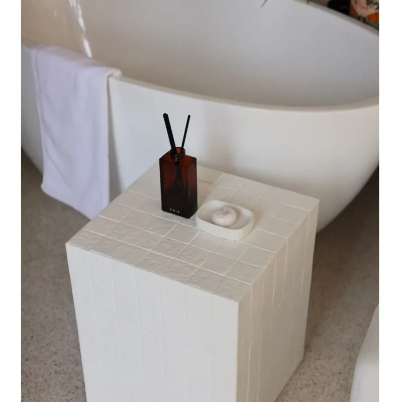 White Minimalist Mosaic Pattern Bathroom Side Table Geometric Corner Table Sofa Living Room Modern Coffee Table