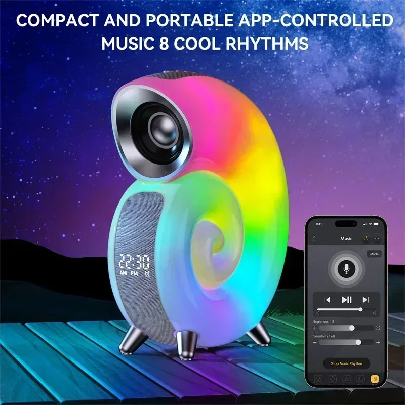 Wireless Bluetooth speaker with high-power subwoofer, speaker with color LED night light, desktop console, small laptop A - Image 3