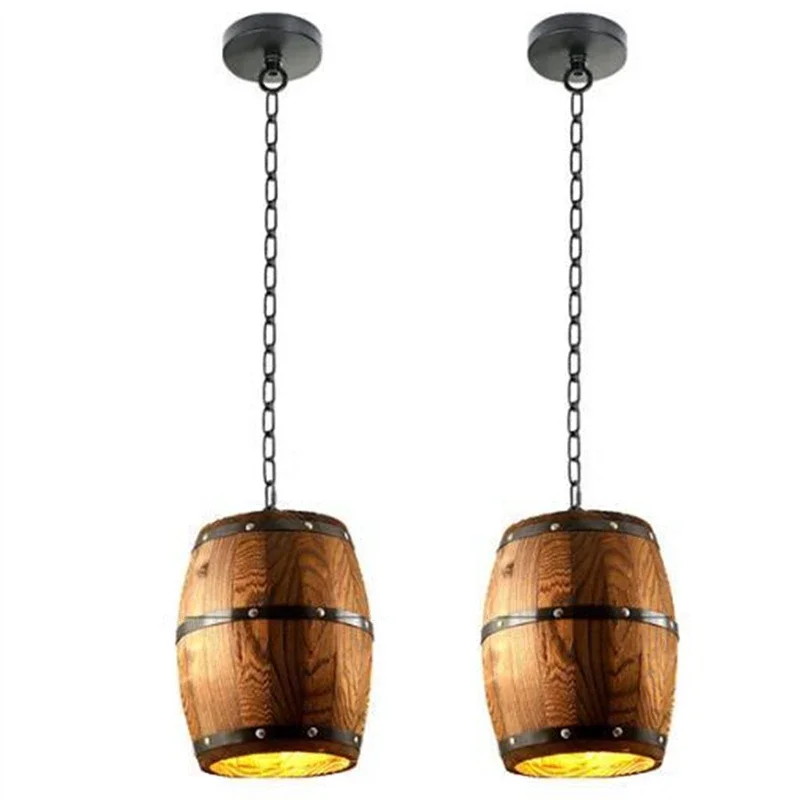 Country Industrial Style Vintage Wooden Barrel Chandelier For Bar Wine Cellar Cafe Restaurant Lighting Decoration Pendant Lamp - Image 2