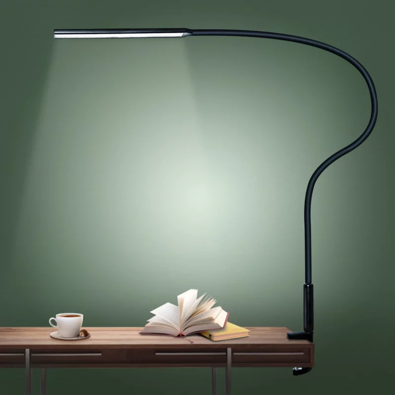 Desk Lamp LED USB Power Swing Arm Lamp Flexible Gooseneck Clamp Dimmable Architect Lamp 3 Color Modes Desk Light