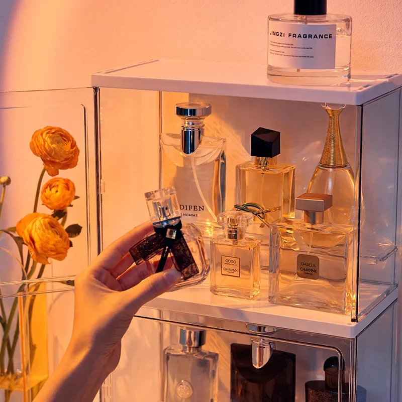 Perfume Storage Box Dustproof Acrylic Display Cabinet Light Luxury Simple Dressing Table Cosmetic Desktop Organizer