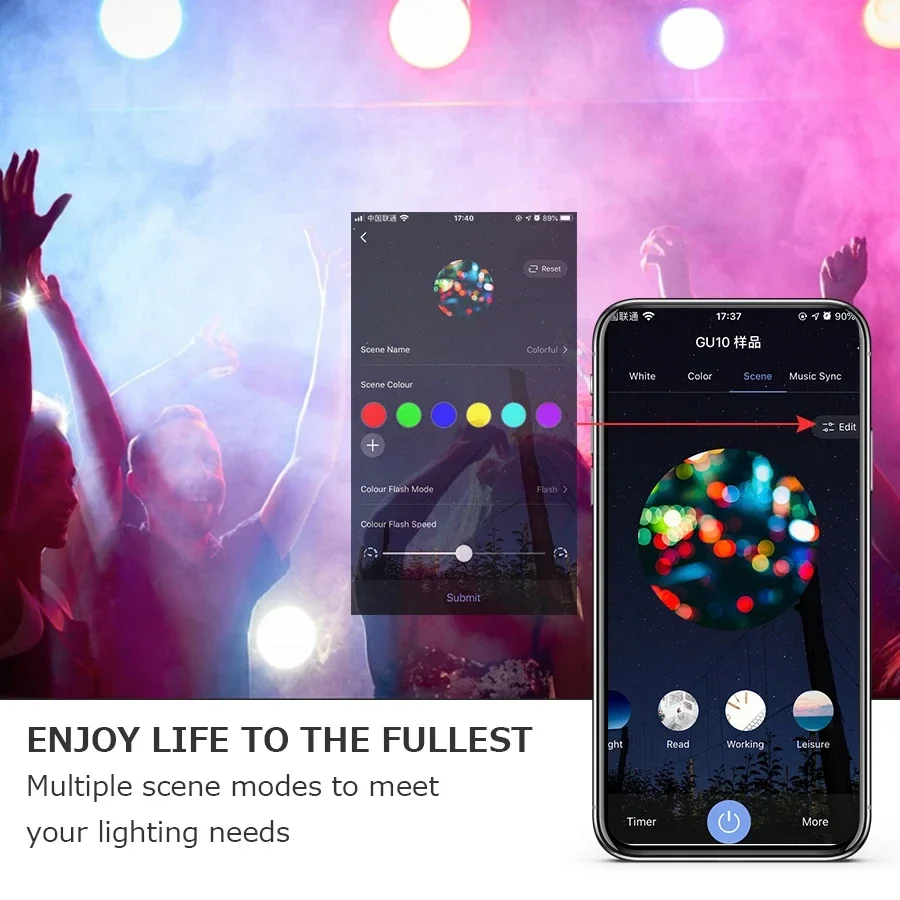 220V Tuya Smart GU10 LED Light Bulbs Wi-Fi/Bluetooth Smart Life App Dimmable RGB Spotlight for Living Room Ceiling Decor - Image 4