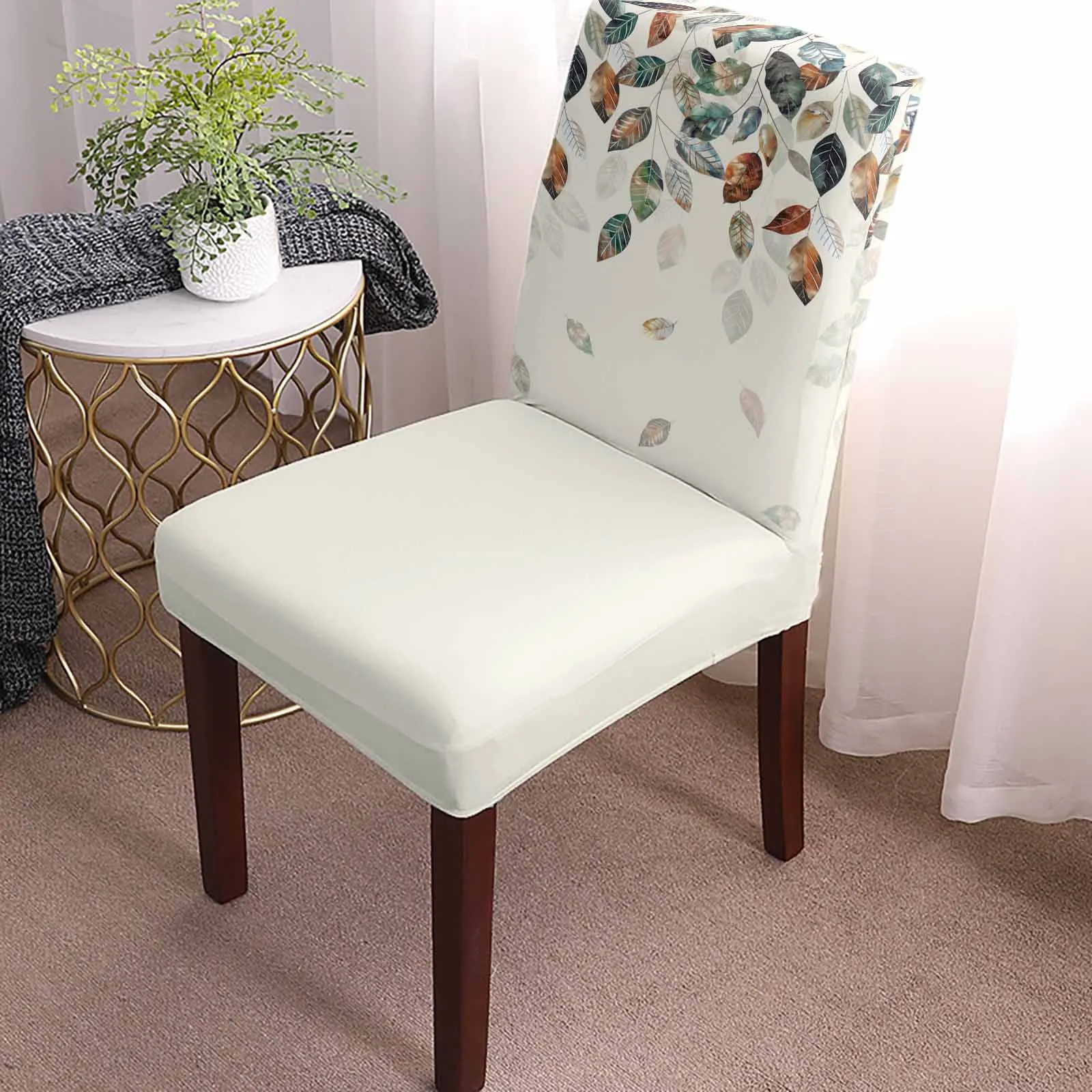 Autumn Yellow Leaves Plant Stretch Chair Cover Hotel Dining Room Banquet Wedding Party Elastic Seat Chair Covers - Image 3