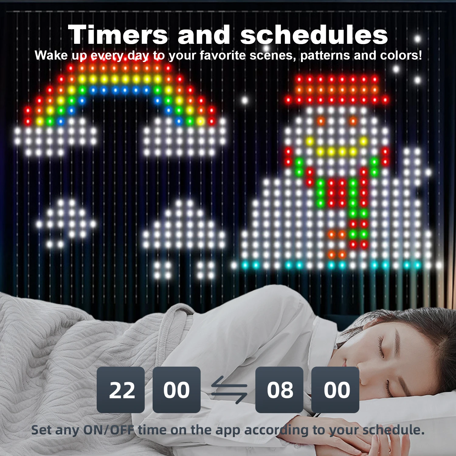 USB Led Smart Curtain Lights Bluetooth App Led String RGB Fairy Lights DIY Music Lights Party Window Curtain Bedroom Decoration - Image 6